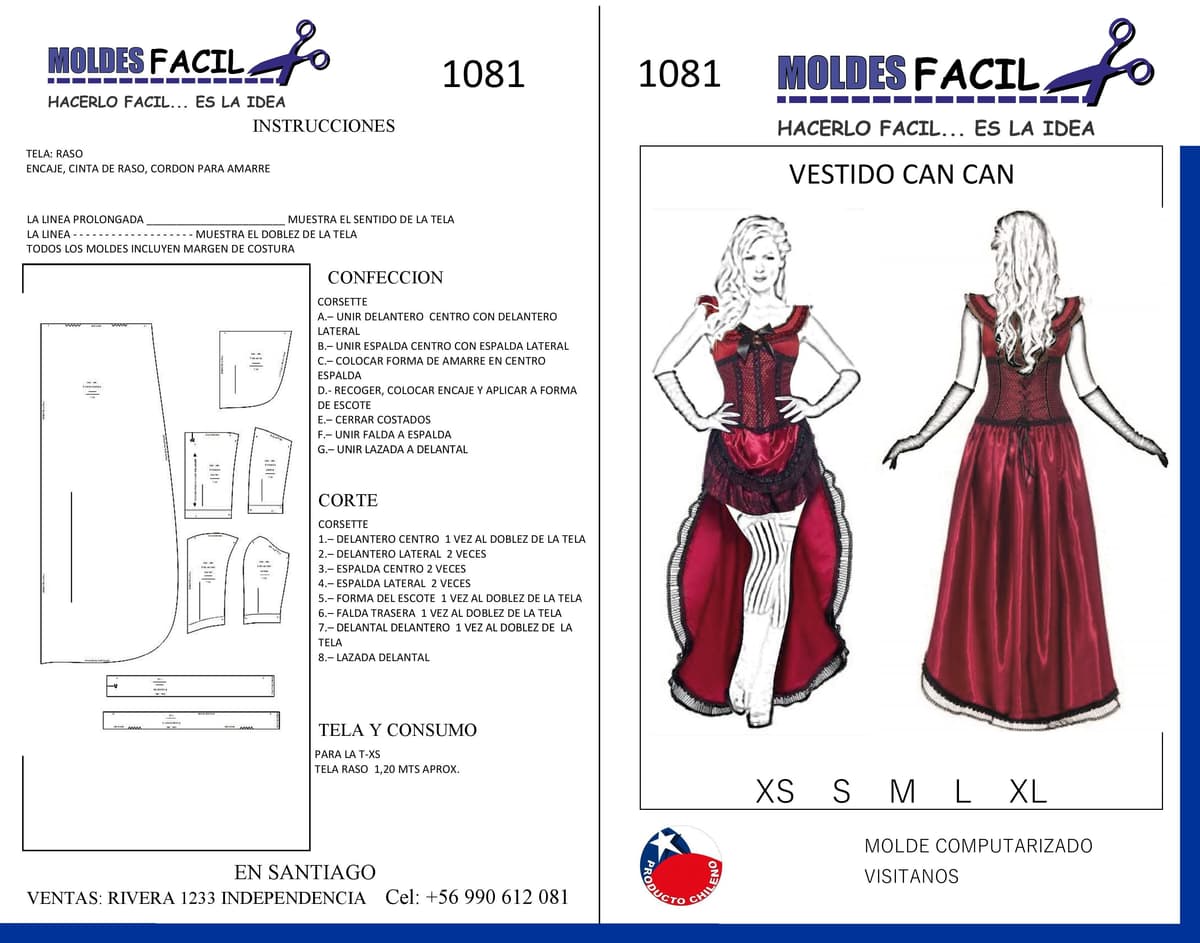 Patrón de costura Vestido Can can — Moldes Fácil