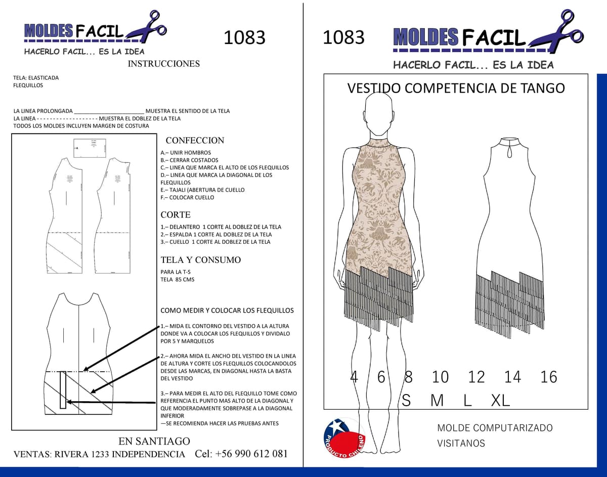 Patrón de costura Vestido Competencia de Tango — Moldes Fácil