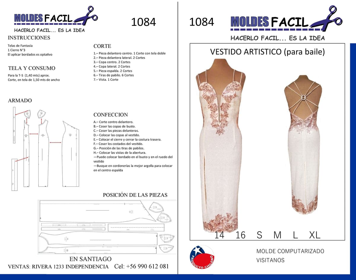 Patrón de costura Vestido artístico para baile — Moldes Fácil