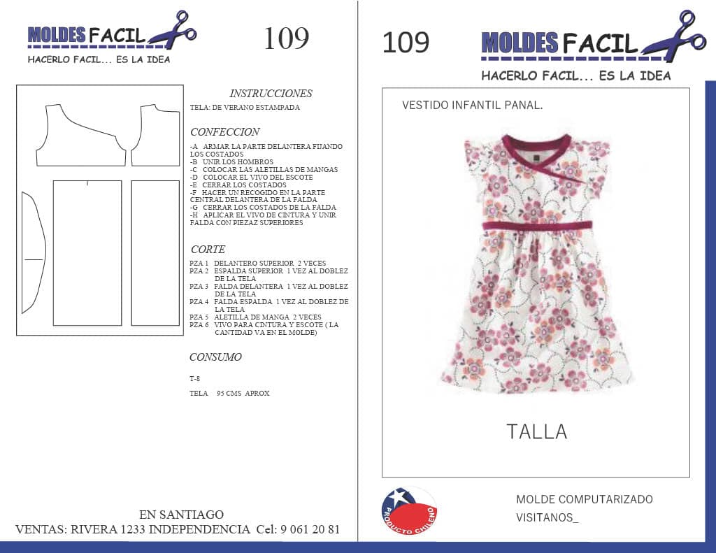 Patrón de costura Vestido infantil panal — Moldes Fácil