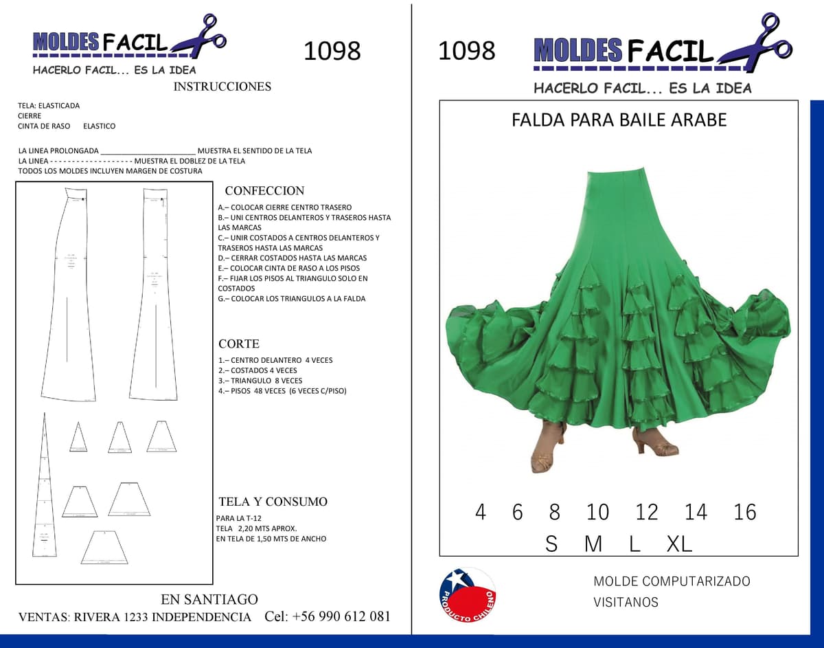 Patrón de costura Falda para Baile Árabe — Moldes Fácil