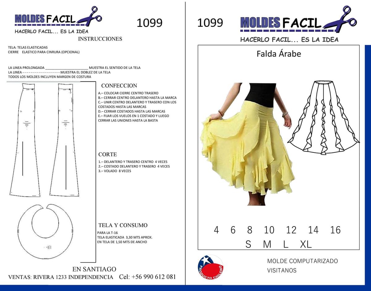 Patrón de costura Falda Árabe — Moldes Fácil
