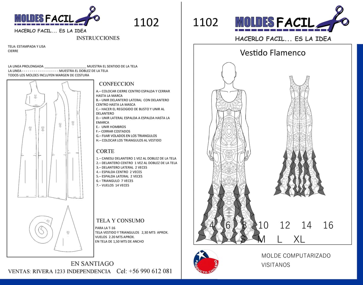 Patrón de costura Vestido de Flamenco — Moldes Fácil
