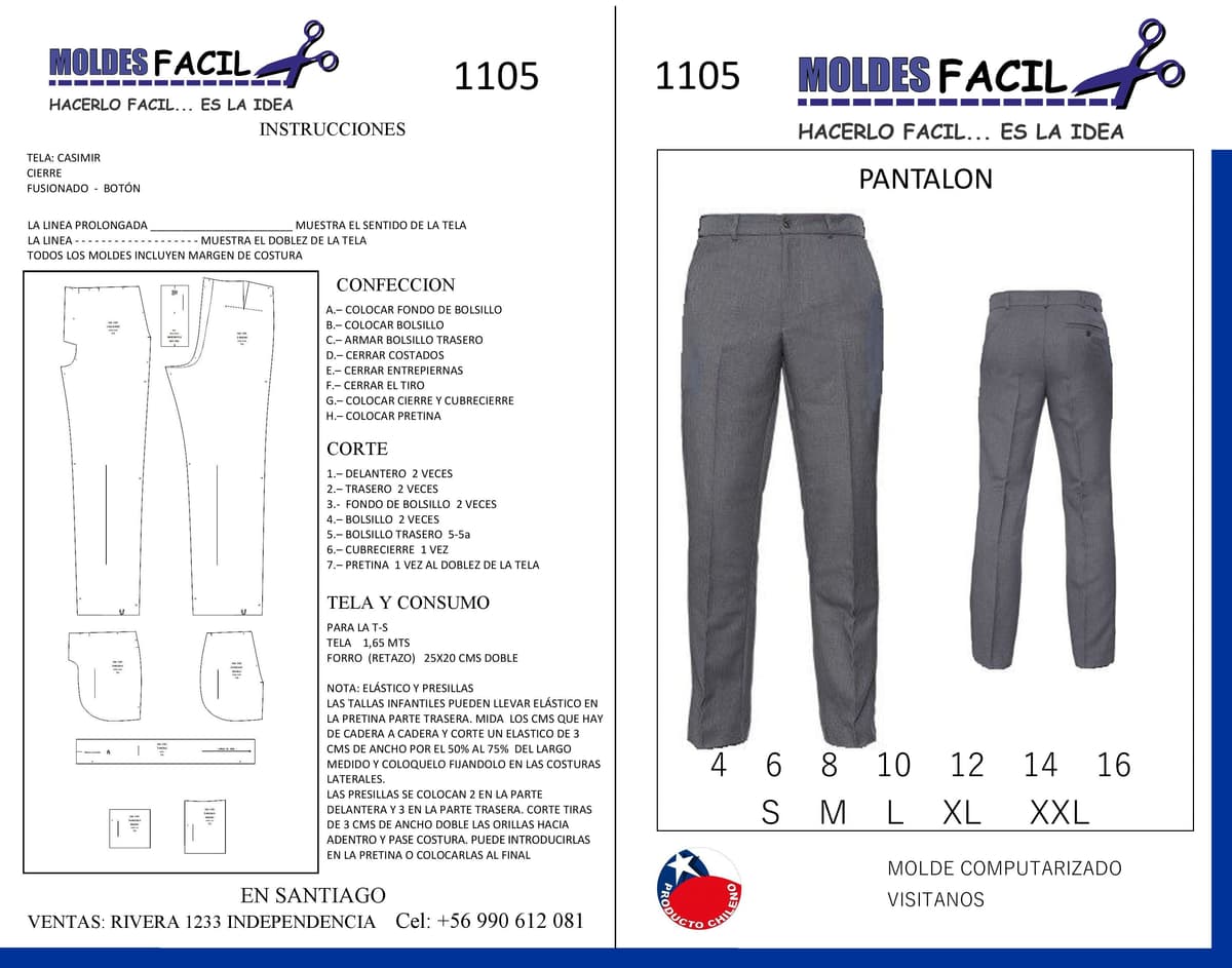 Patrón de costura Pantalón formal — Moldes Fácil