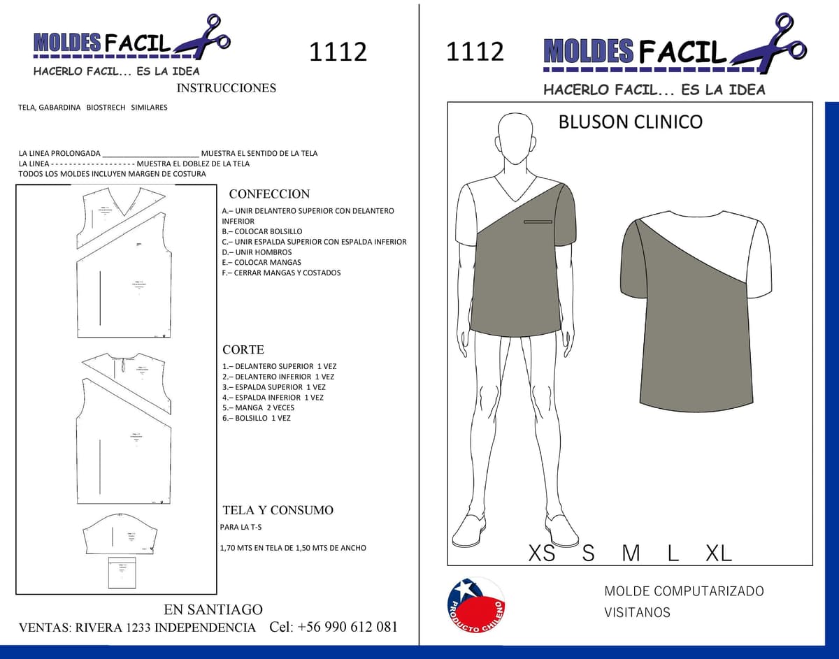 Patrón de costura Blusón Clínico — Moldes Fácil