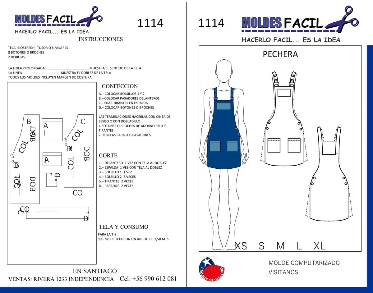Patrón de costura Pechera — Moldes Fácil