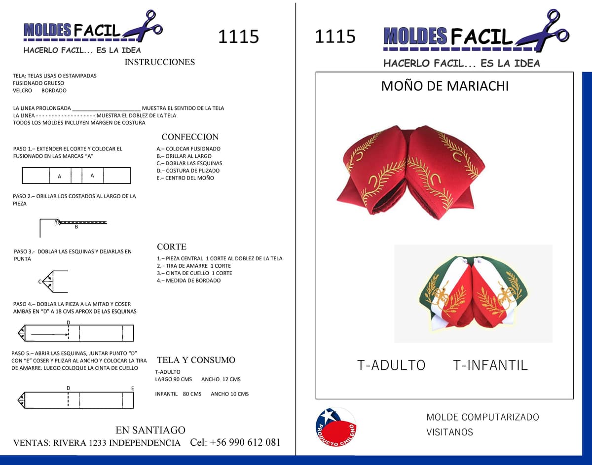 Patrón de costura Moño de Mariachi — Moldes Fácil