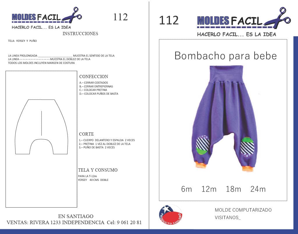 Patrón de costura Bombacho para bebé — Moldes Fácil