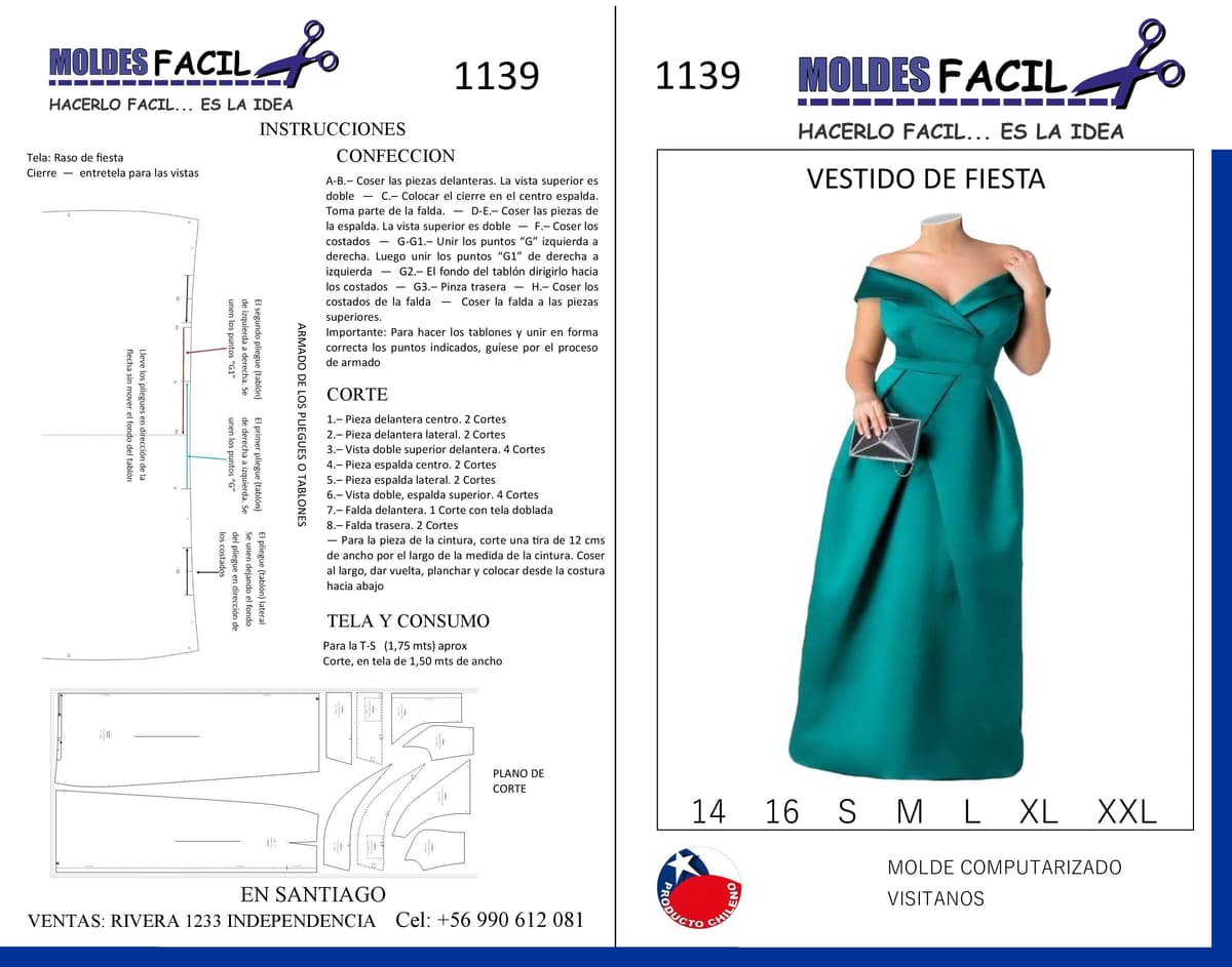 Patrón de costura Vestido de fiesta — Moldes Fácil