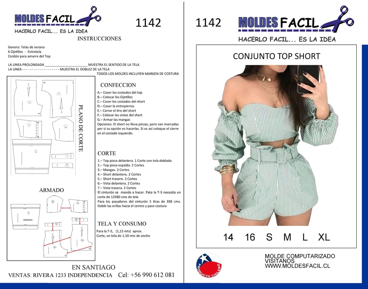 Patrón de costura Conjunto Top Short — Moldes Fácil