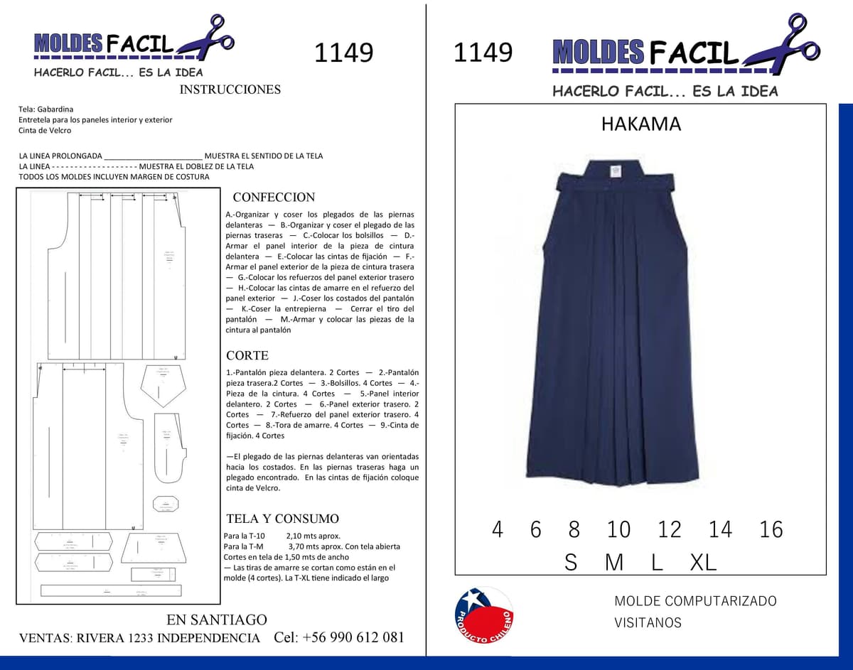 Patrón de costura Hakama — Moldes Fácil