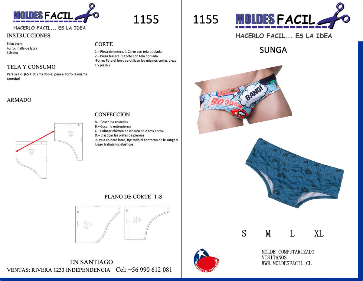 Patrón de costura Sunga — Moldes Fácil