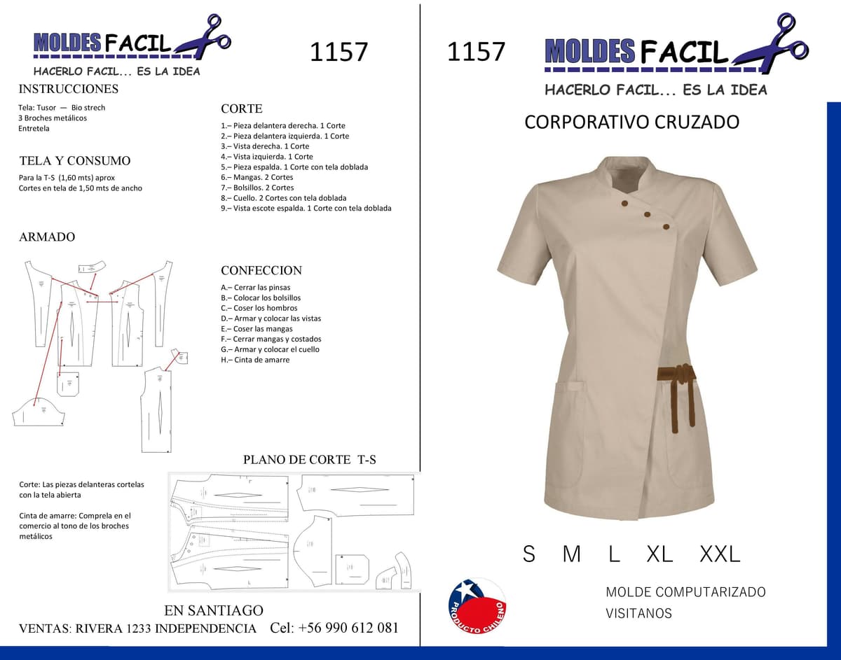 Patrón de costura Blusa Corporativa Cruzado — Moldes Fácil