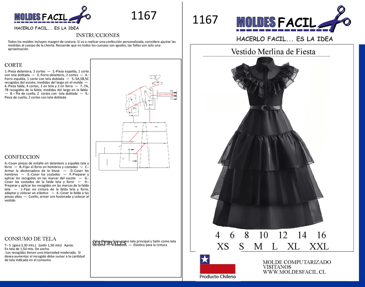Patrón de costura Vestido Merlina de Fiesta — Moldes Fácil