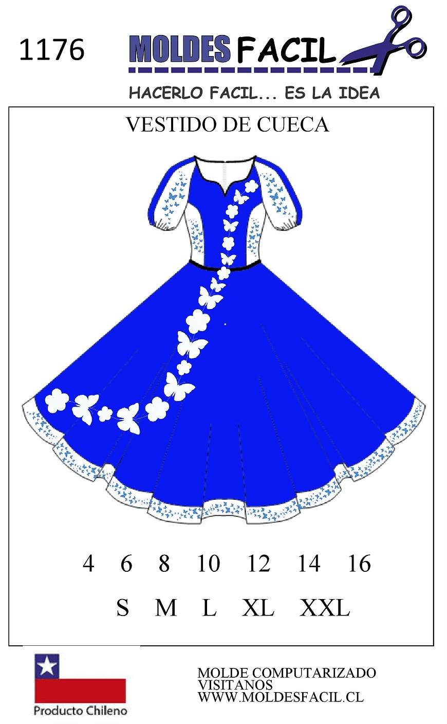 Patrón de costura Vestido de Cueca — Moldes Fácil