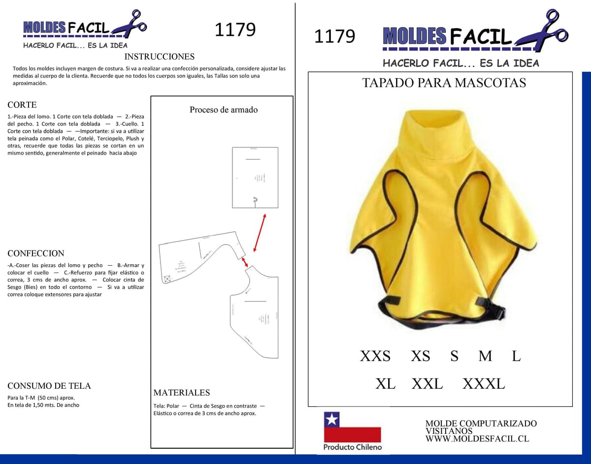 Patrón de costura Tapado para mascota — Moldes Fácil