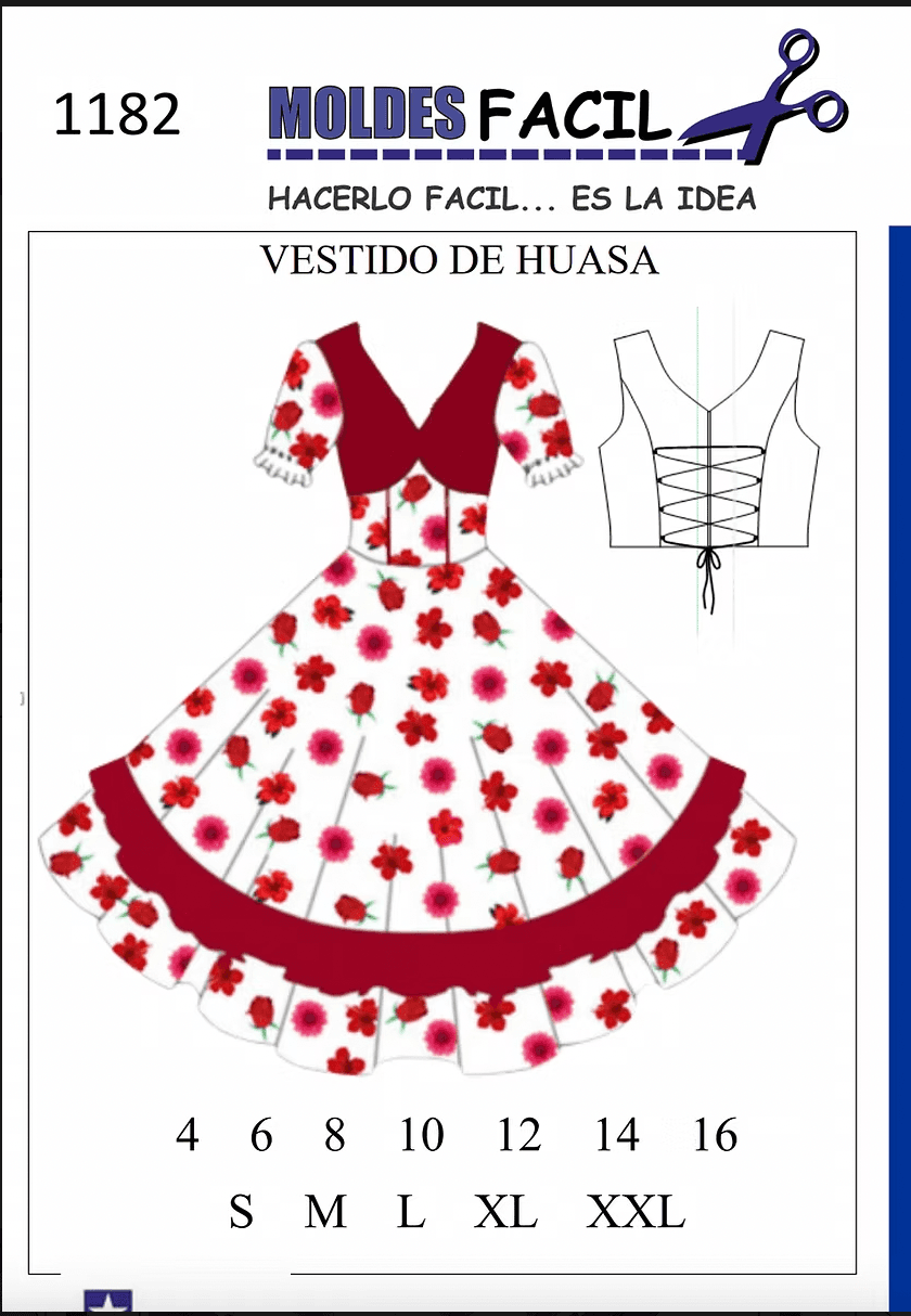 Patrón de costura Vestido de Huasa — Moldes Fácil