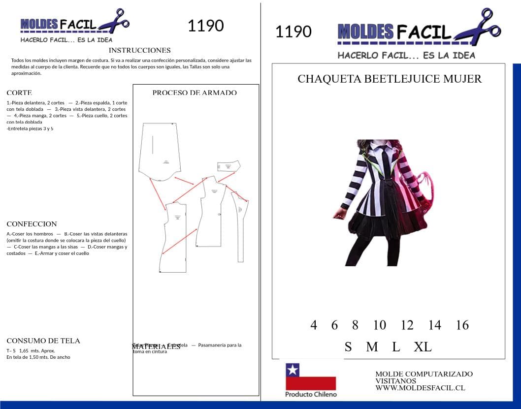 Patrón de costura Chaqueta de Beetlejuice Mujer — Moldes Fácil