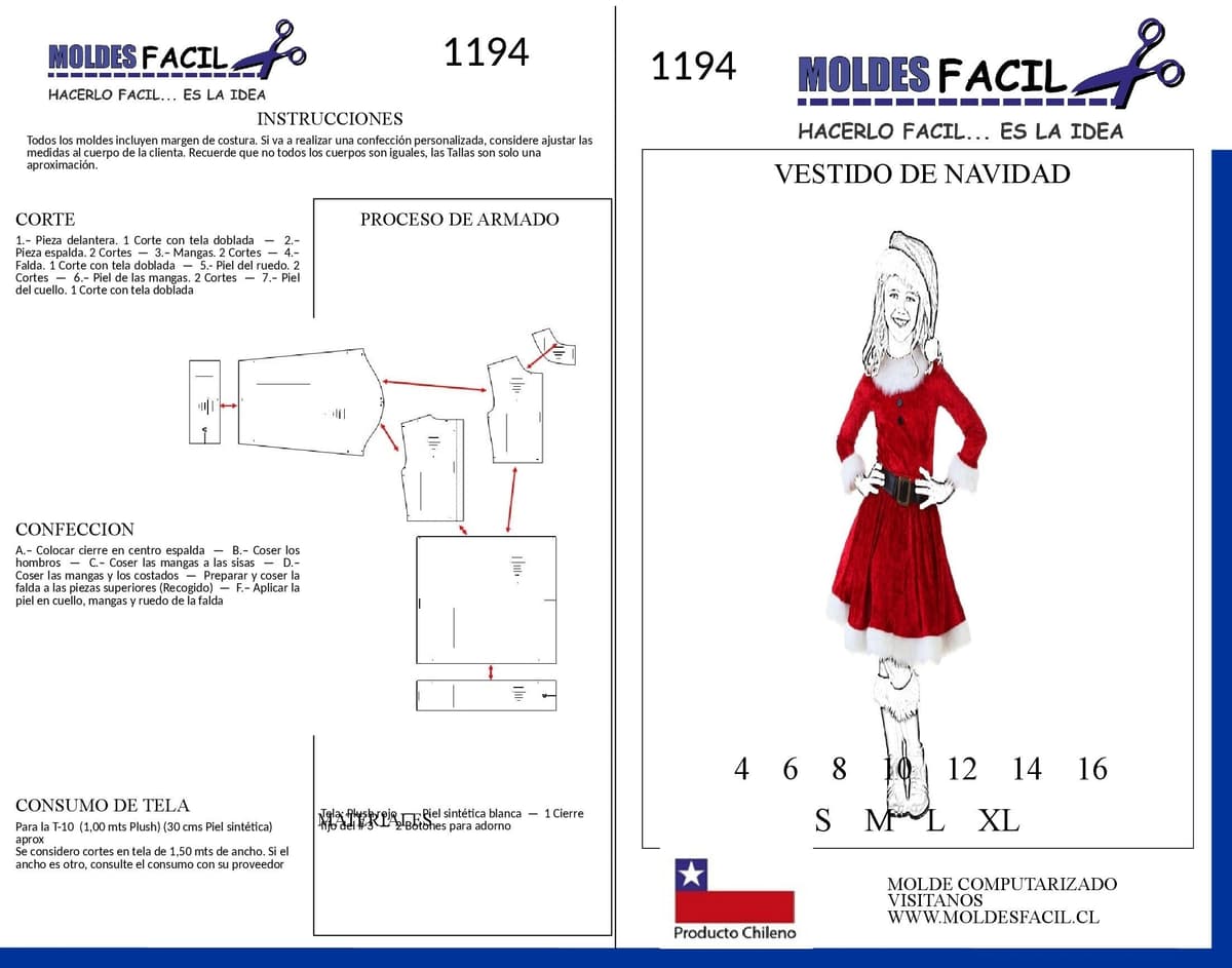 Patrón de costura Vestido de Navidad — Moldes Fácil