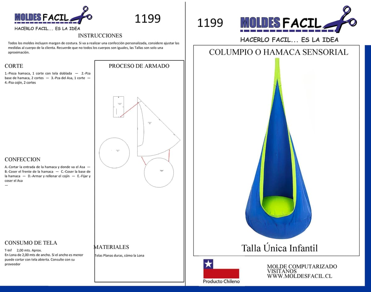 Patrón de costura Columpio hamaca sensorial — Moldes Fácil