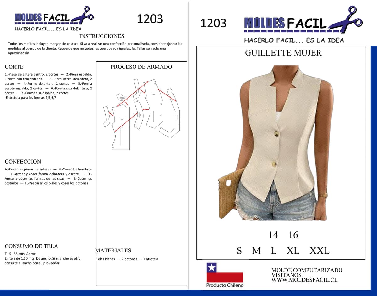 Patrón de costura GUILLETTE MUJER — Moldes Fácil