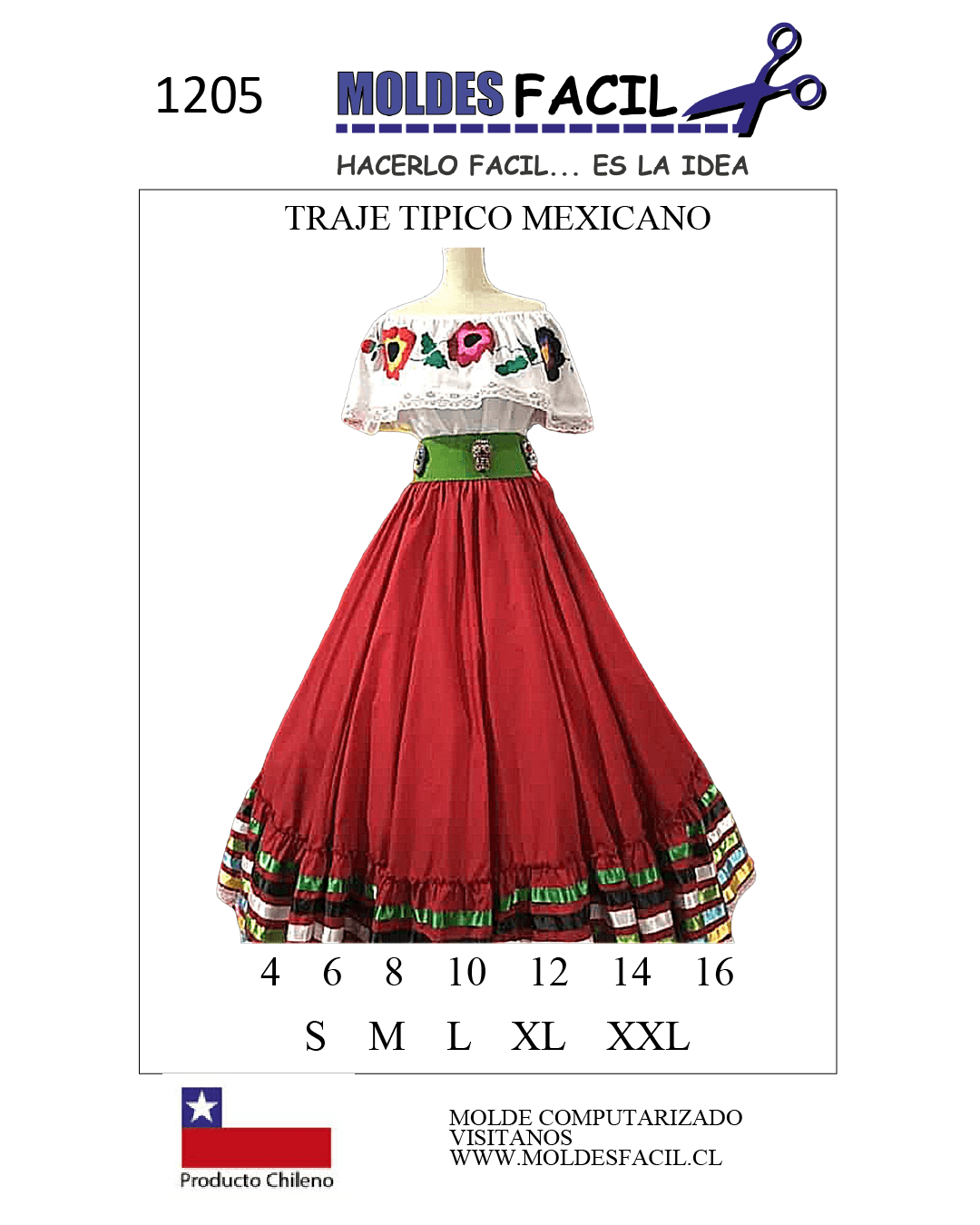 Patrón de costura Traje Típico Mexicano — Moldes Fácil