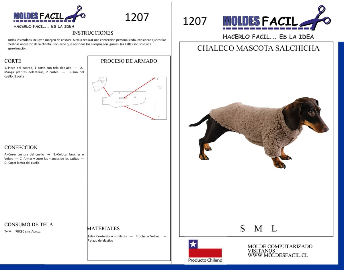 Patrón de costura Chaleco salchicha — Moldes Fácil