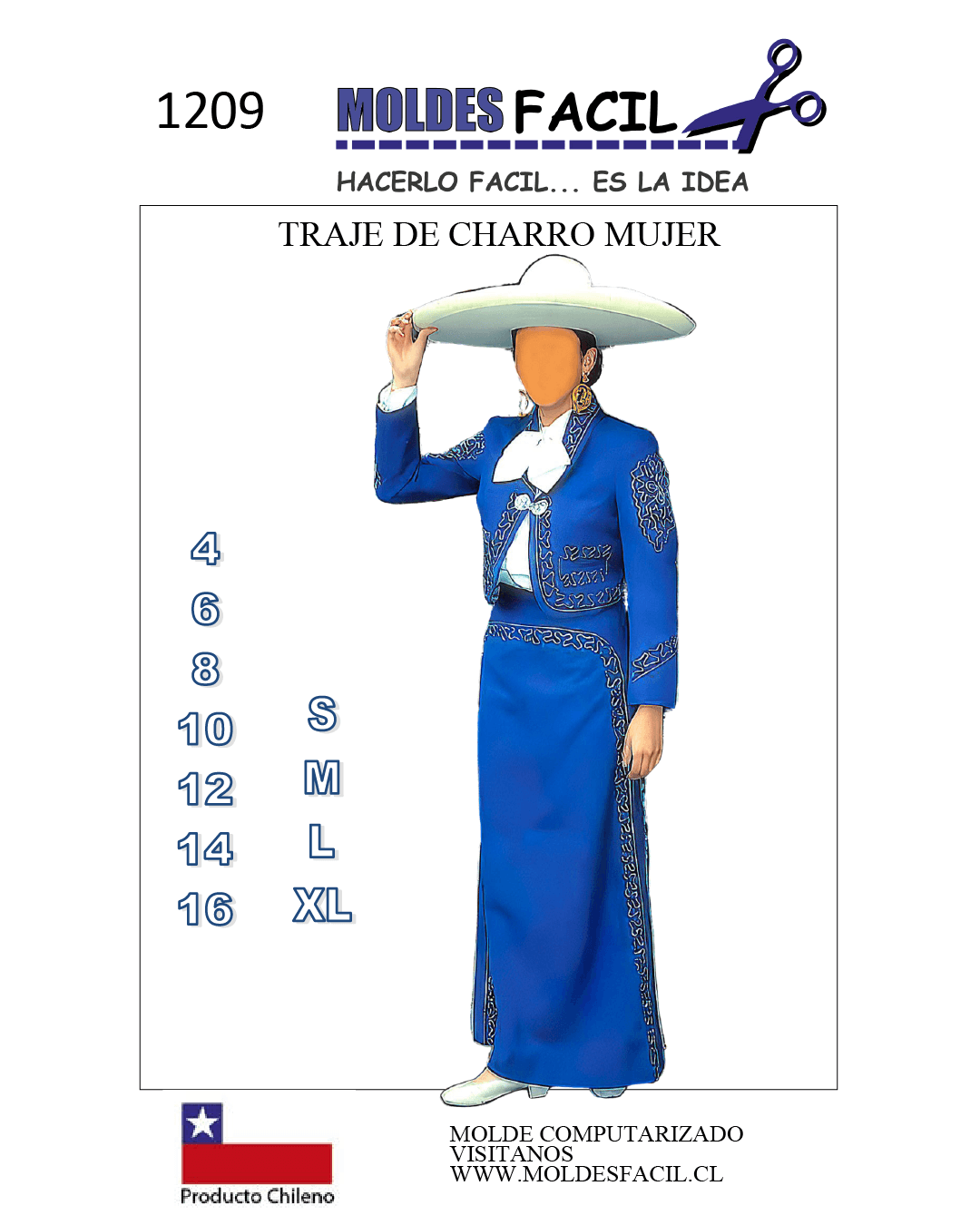 Patrón de costura Traje de Charro Mujer — Moldes Fácil