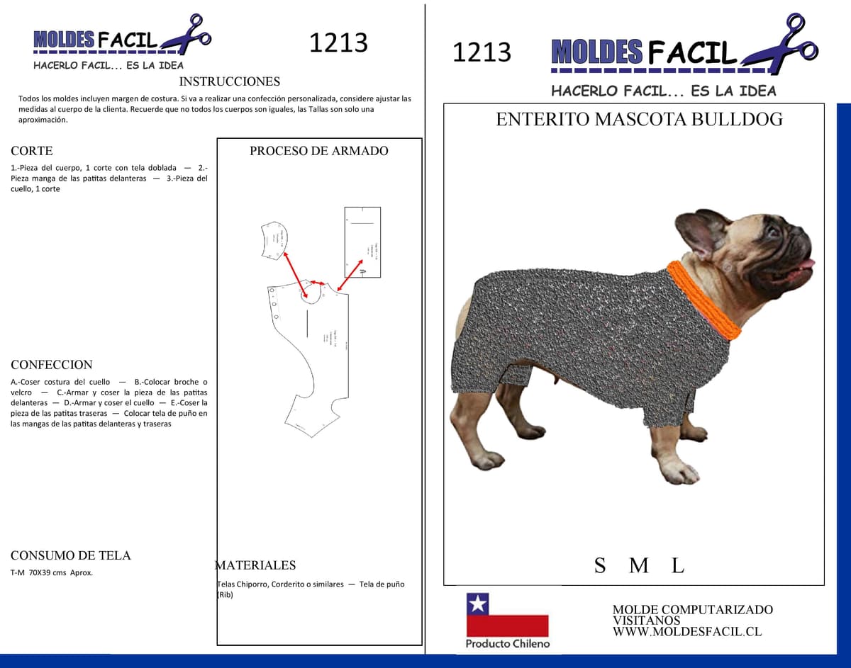 Patrón de costura Enterito Bulldog — Moldes Fácil