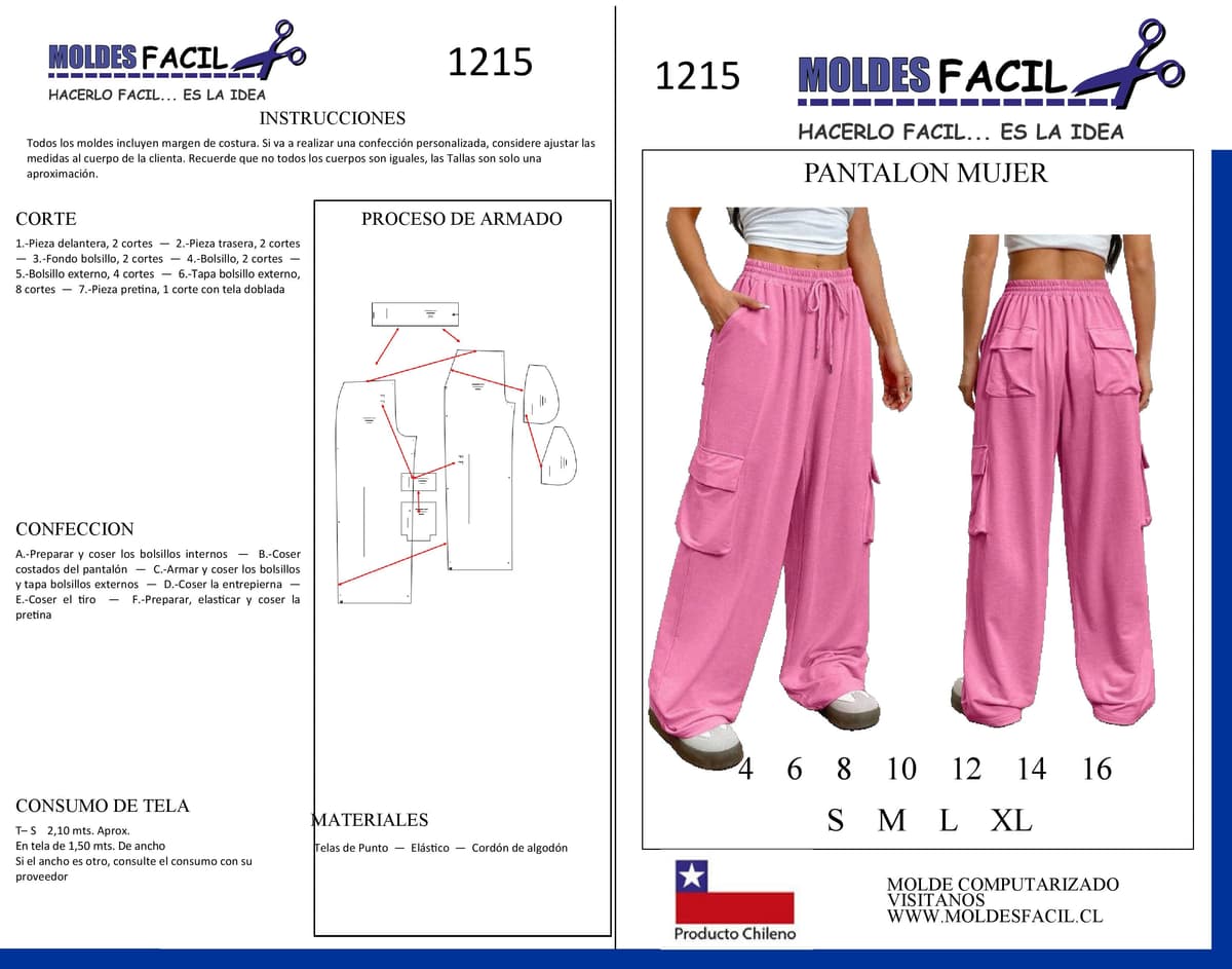 Patrón de costura Pantalón Urbano mujer — Moldes Fácil