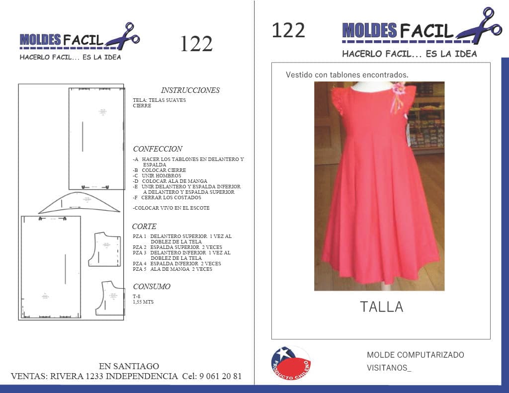 Patrón de costura Vestido tablones encontrados — Moldes Fácil