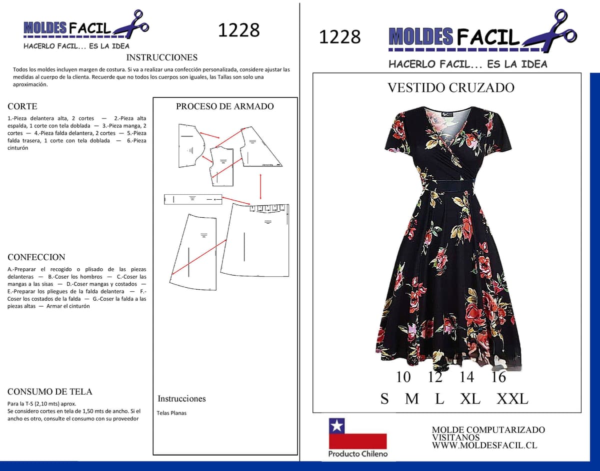 Patrón de costura Vestido Cruzado — Moldes Fácil