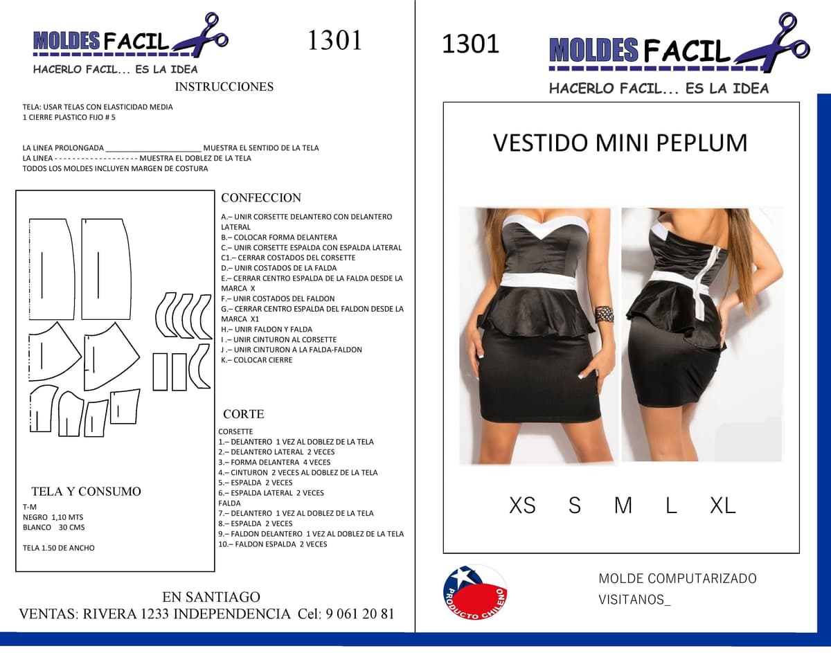 Patrón de costura Vestido Mini Pelum — Moldes Fácil