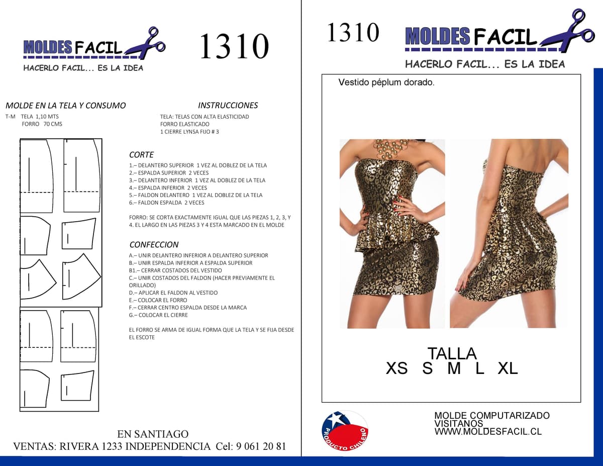Patrón de costura Vestido Pelum Dorado — Moldes Fácil