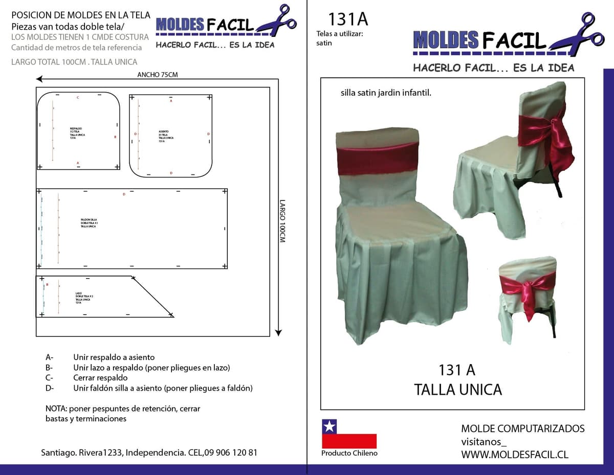 Patrón de costura Silla de satín jardin infantil — Moldes Fácil