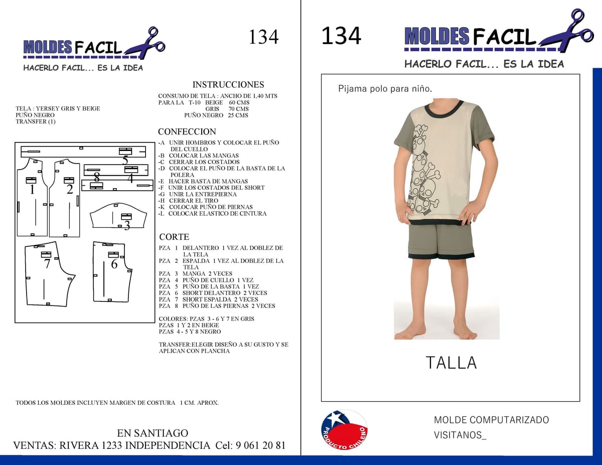 Patrón de costura Pijama polo para niño — Moldes Fácil