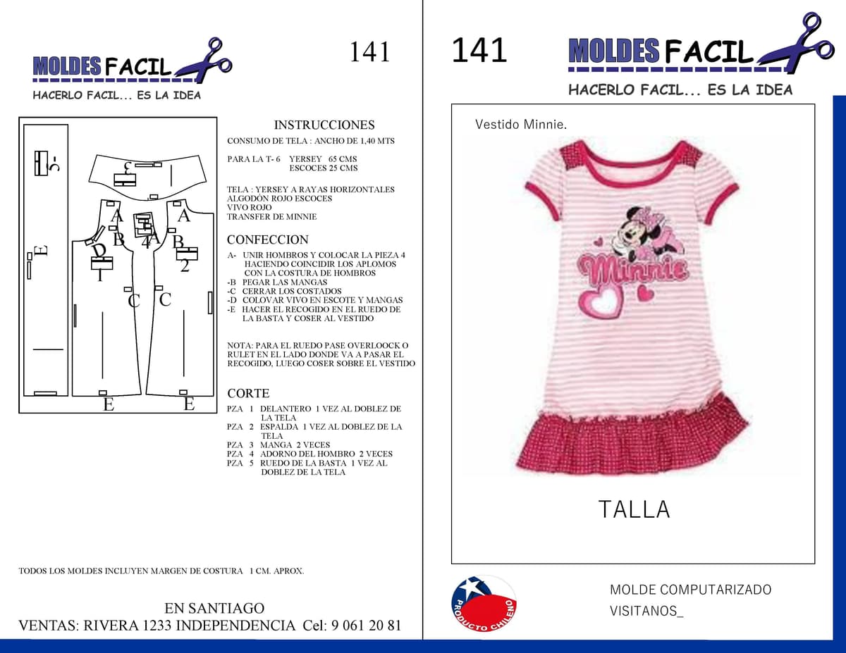 Patrón de costura Vestido Minnie — Moldes Fácil