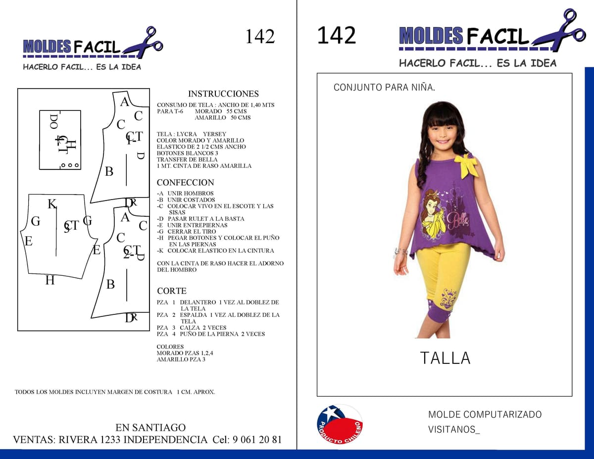 Patrón de costura Conjunto para niña — Moldes Fácil