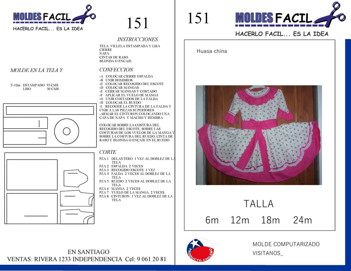 Patrón de costura Huasa China — Moldes Fácil