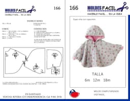 Molde de Capa de niña con capuchón - vista 1