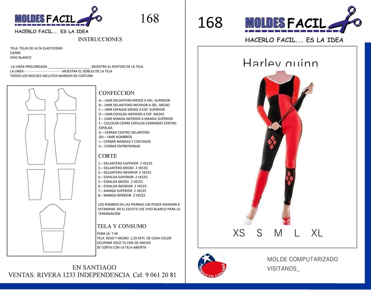 Patrón de costura Harley Quinn — Moldes Fácil