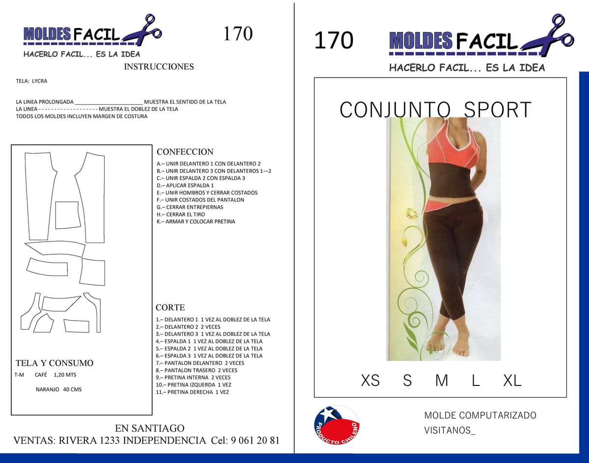 Patrón de costura Conjunto Sport — Moldes Fácil
