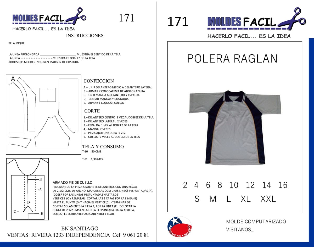 Patrón de costura Polera raglan — Moldes Fácil