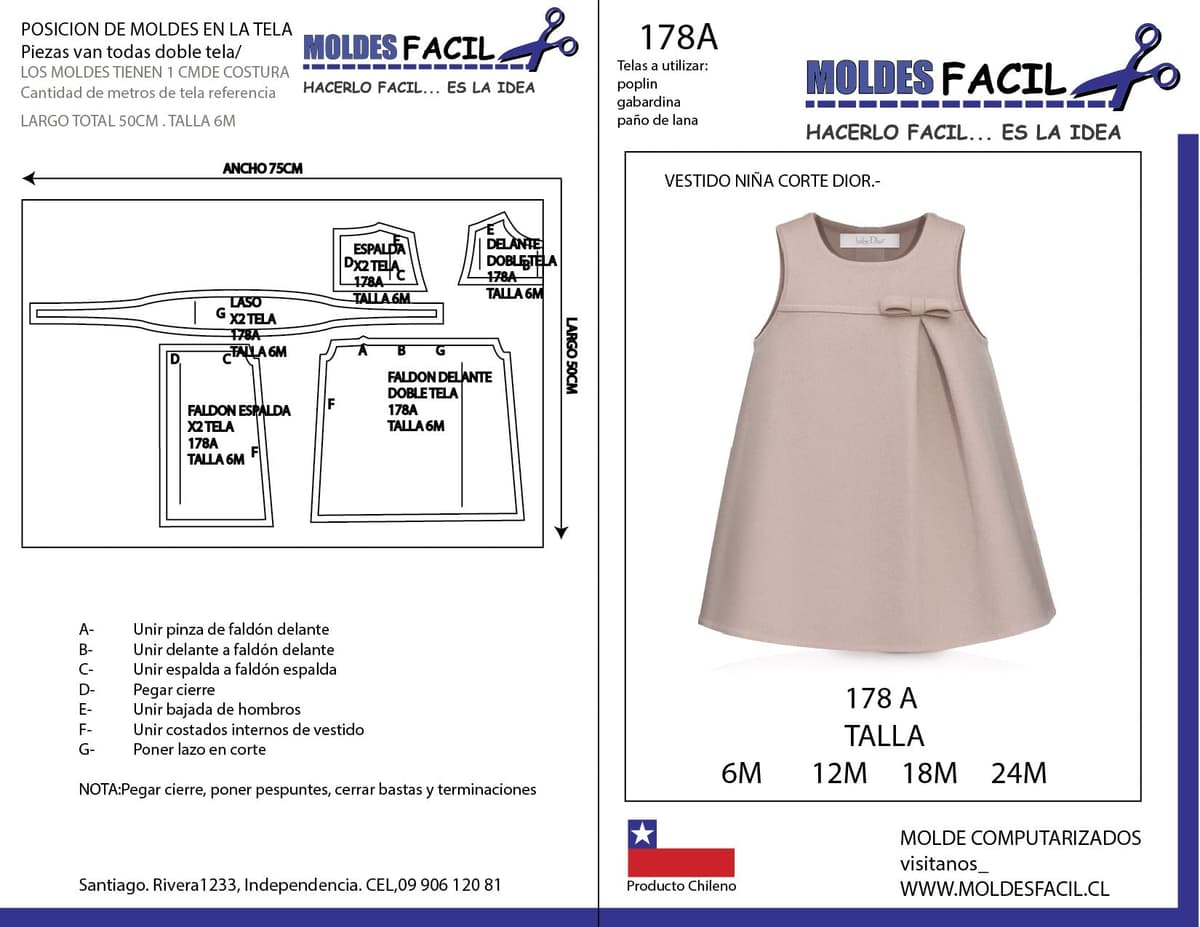 Patrón de costura Vestido niña corte Dior — Moldes Fácil