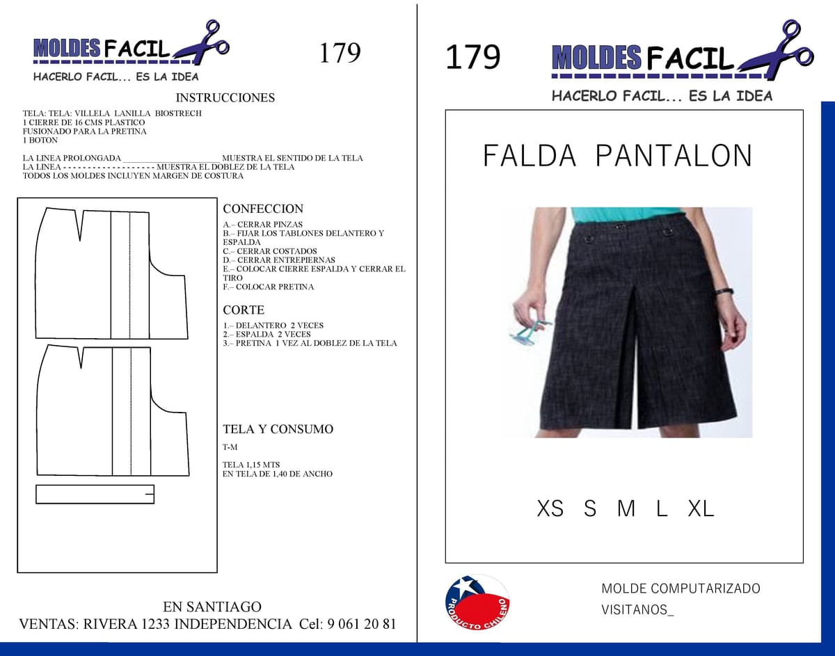 Patrón de costura Falda Pantalón — Moldes Fácil