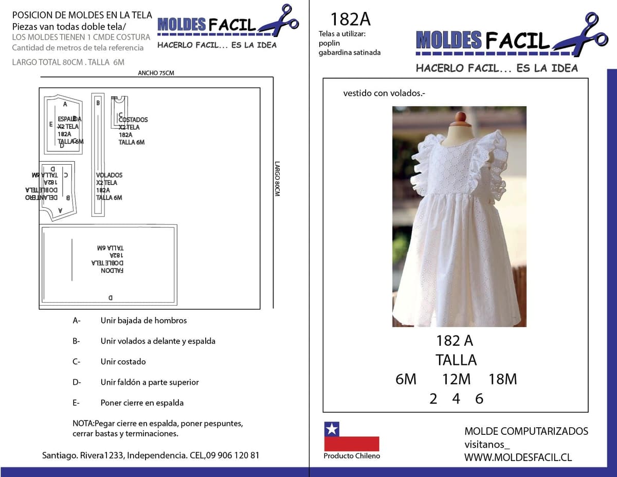 Patrón de costura Vestido con volados — Moldes Fácil