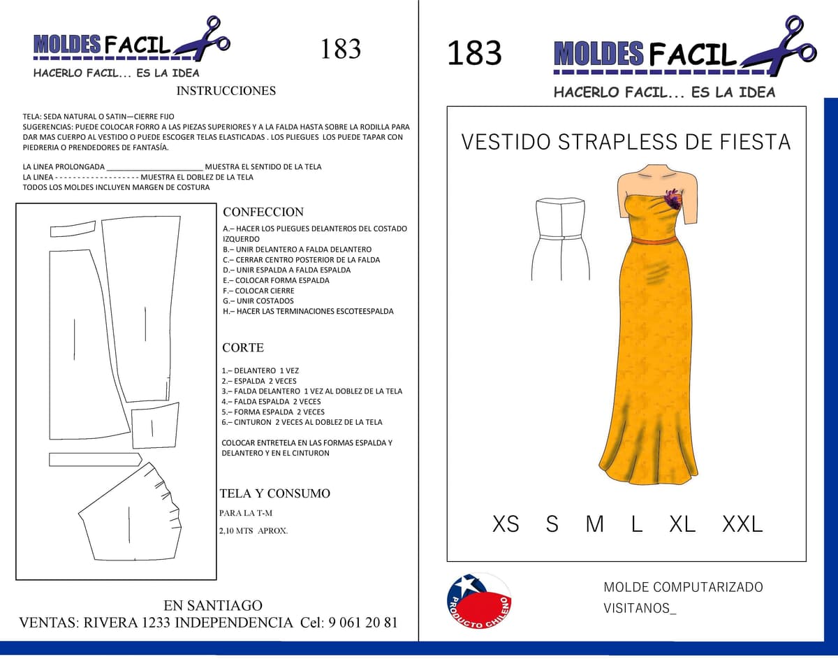 Patrón de costura Vestido Traples de Fiesta — Moldes Fácil