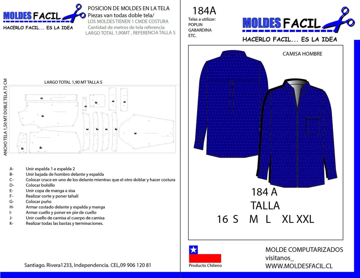 Patrón de costura CAMISA HOMBRE — Moldes Fácil