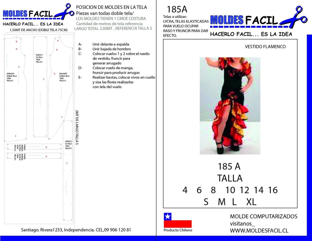 Patrón de costura Vestido de Flamenco — Moldes Fácil