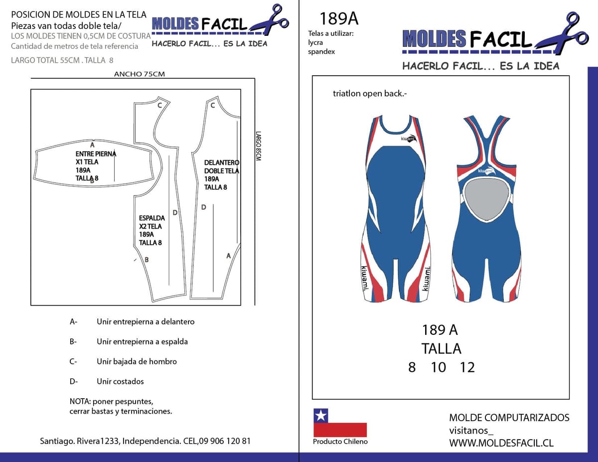 Patrón de costura Triatlon Open Back — Moldes Fácil